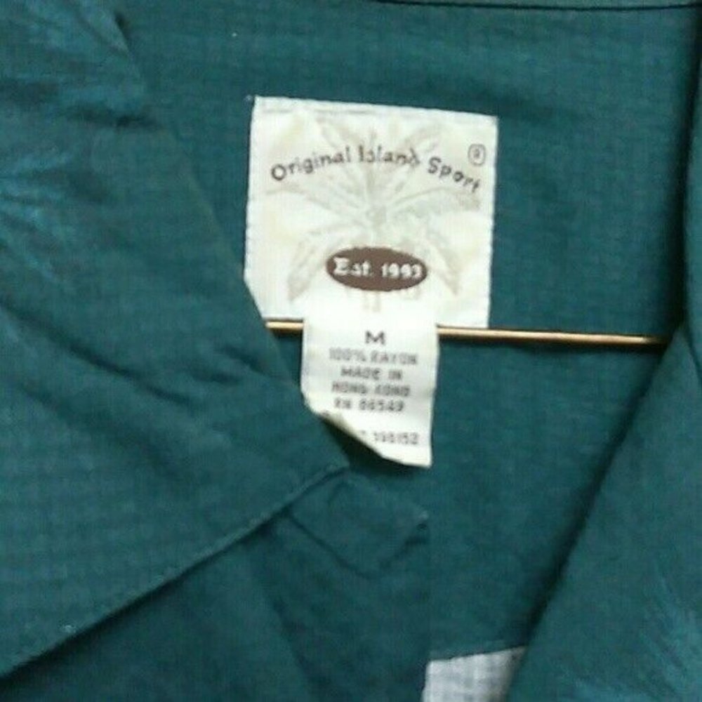 Original Island Sport Shirt Medium Green Hawaiian - Picture 3 of 6